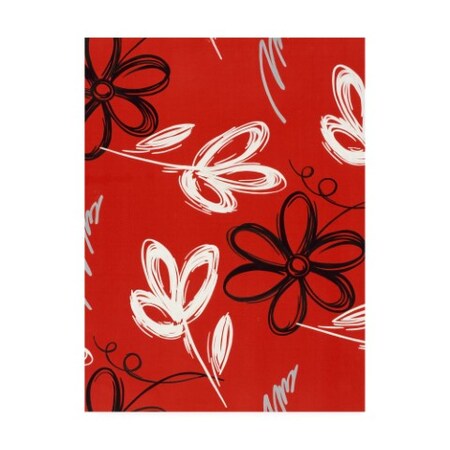 Trademark Fine Art Pablo Esteban 'Black And White Flowers On Red' Canvas Art, 35x47 ALI46119-C3547GG